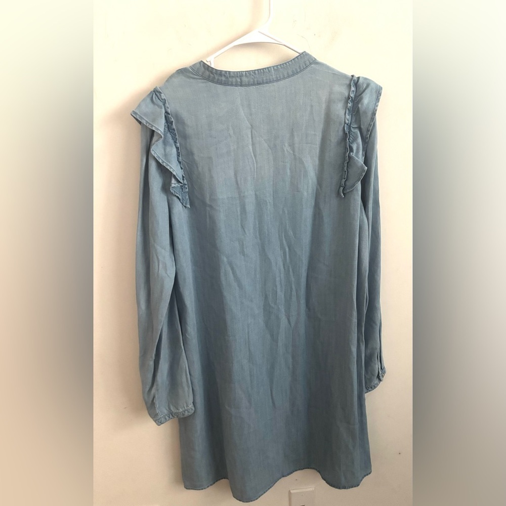 Anthropologie Cloth & Stone Dress Sz XL Chambray Denim Tunic Shirt Mini Coastal - Picture 3 of 6